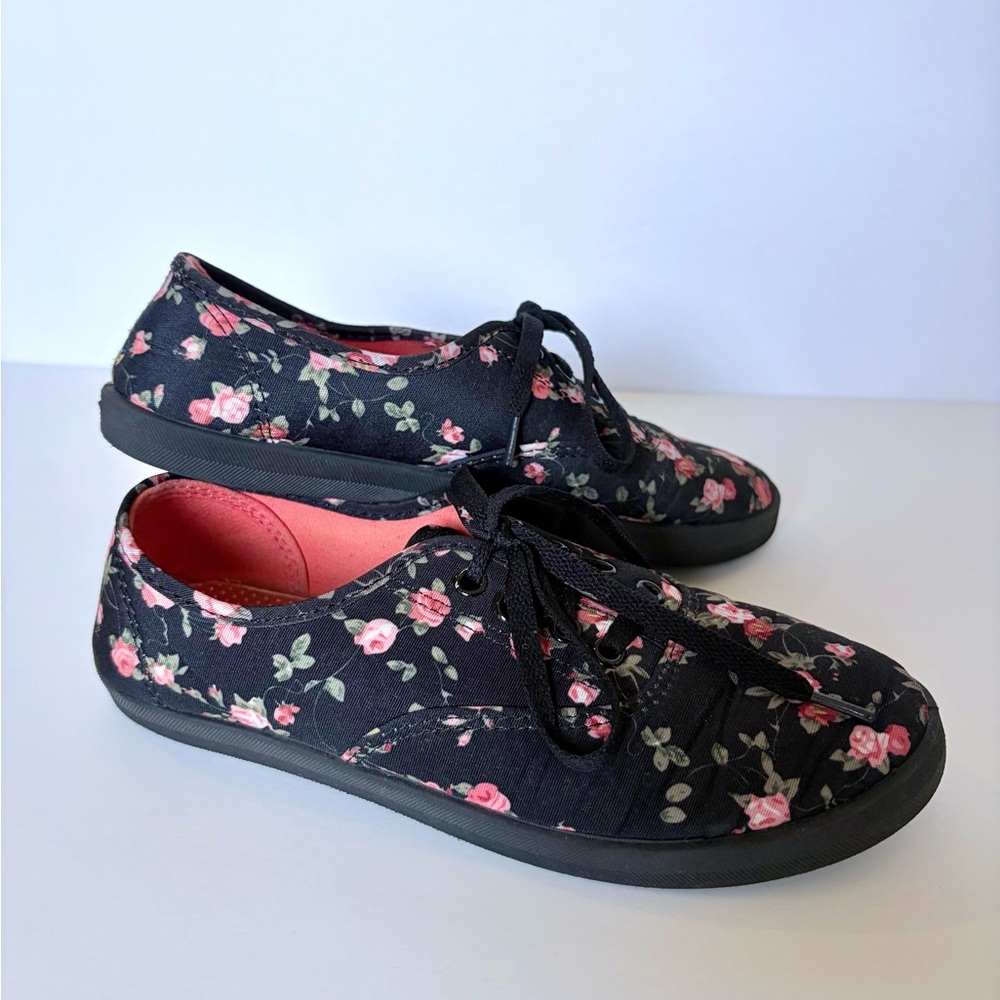Floral Black Canvas Sneakers